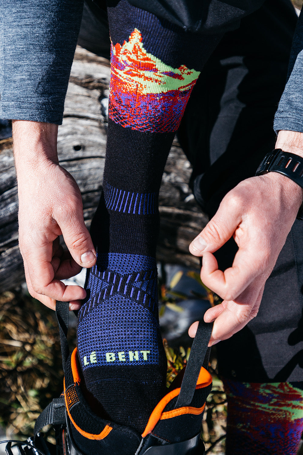 LÉ BENT merino base layers on the mountain