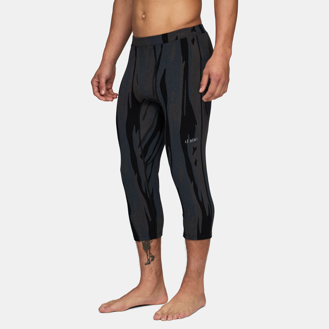 Mens Merino Heavyweight Grid Fleece 3/4 Base Layer Bottom