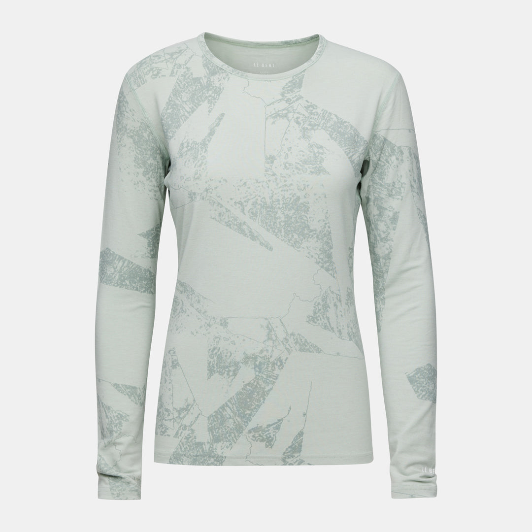 Womens Merino Fractal Midweight Base Layer Crew