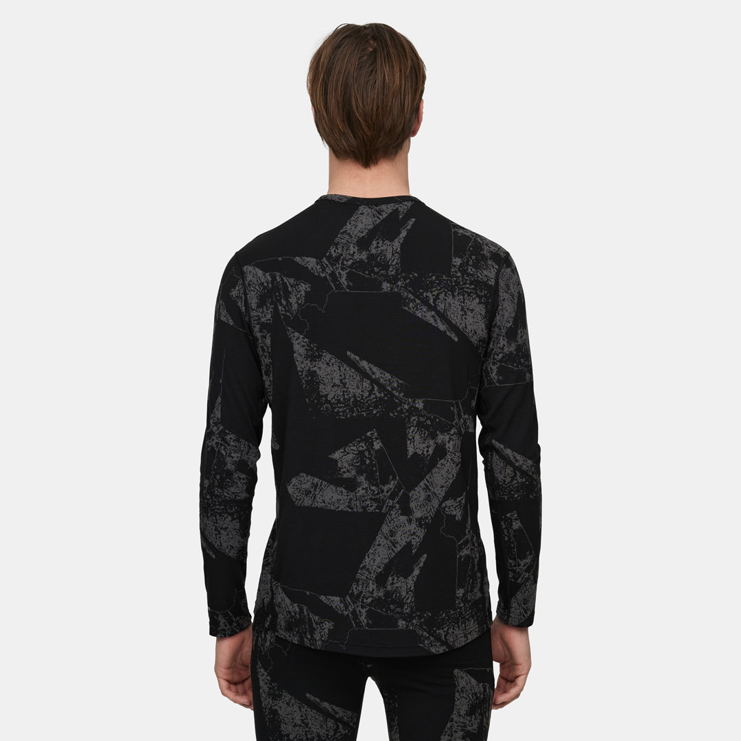 Mens Merino Fractal Lightweight Base Layer Crew