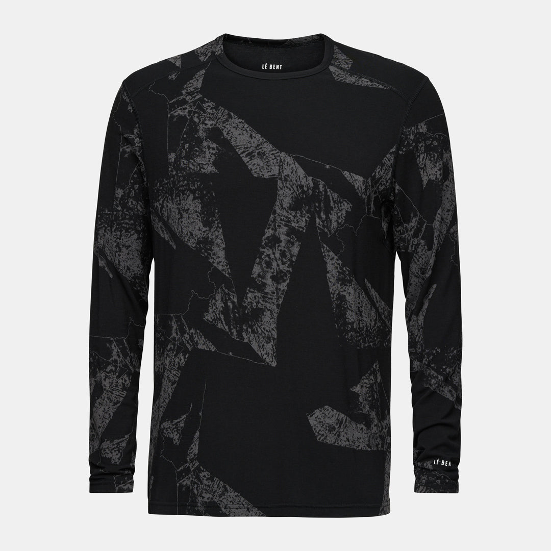 Mens Merino Fractal Lightweight Base Layer Crew