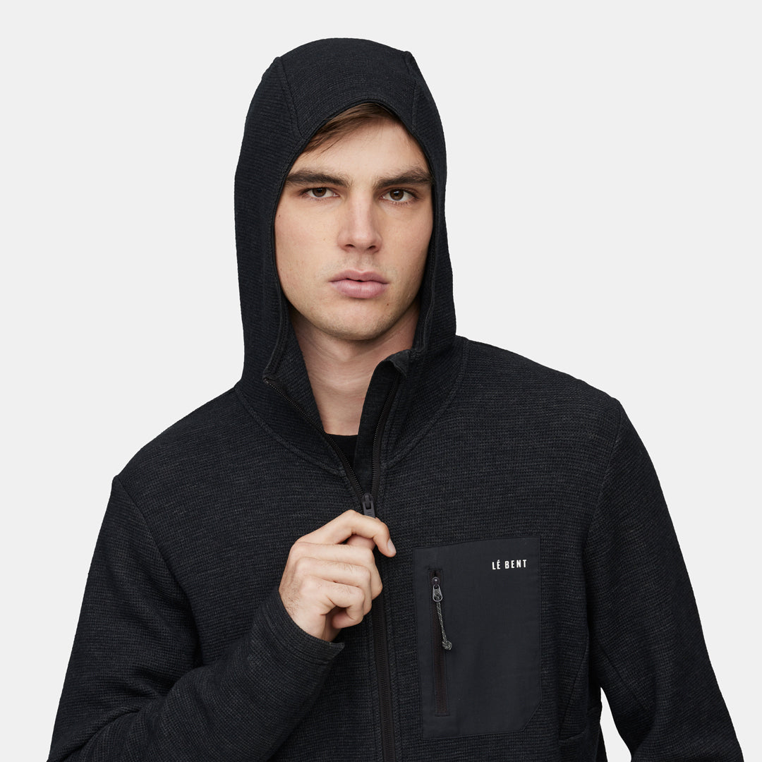 Mens Merino Sentinel Midweight Waffle Knit Zip Hoody