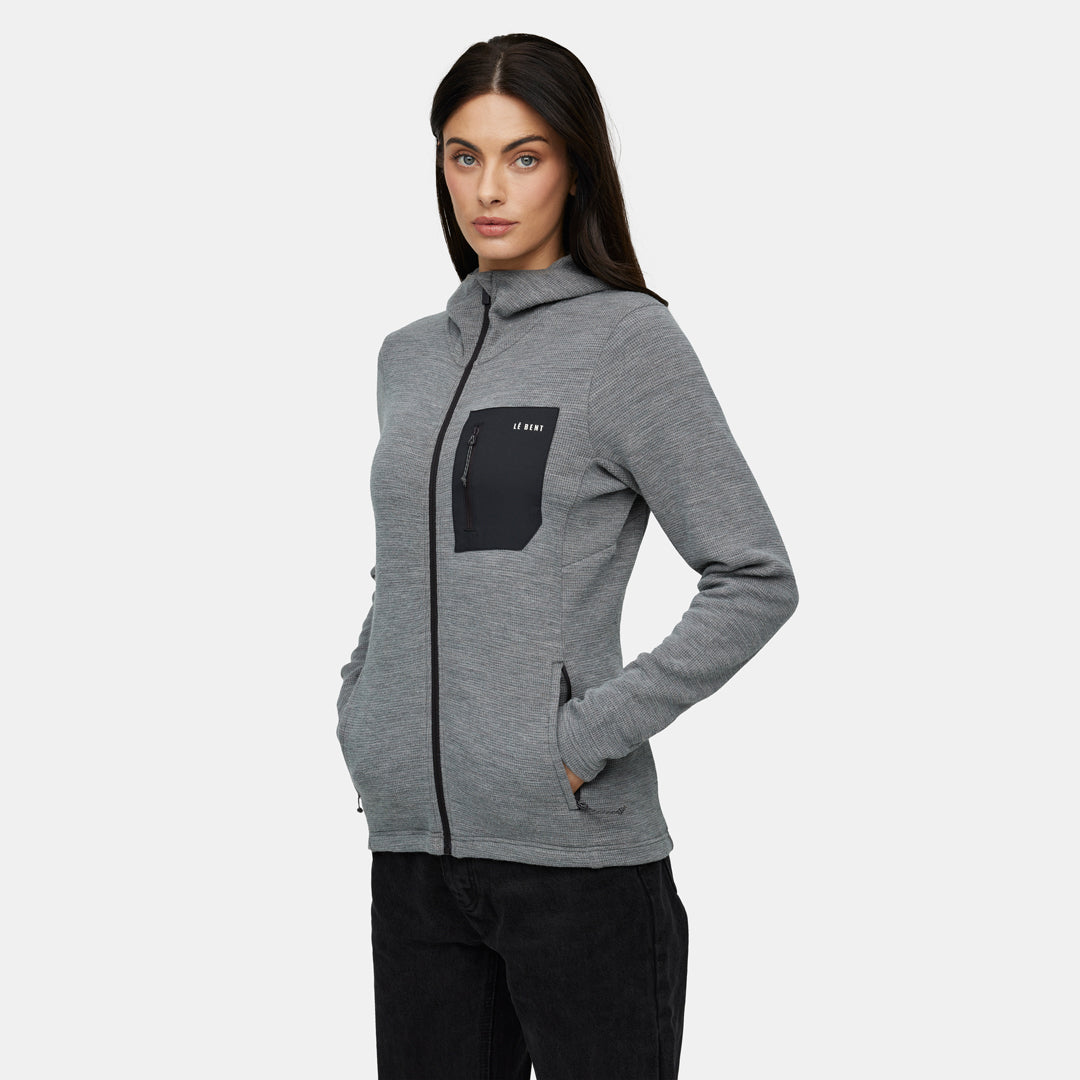 Womens Merino Sentinel Midweight Waffle Knit Zip Hoody