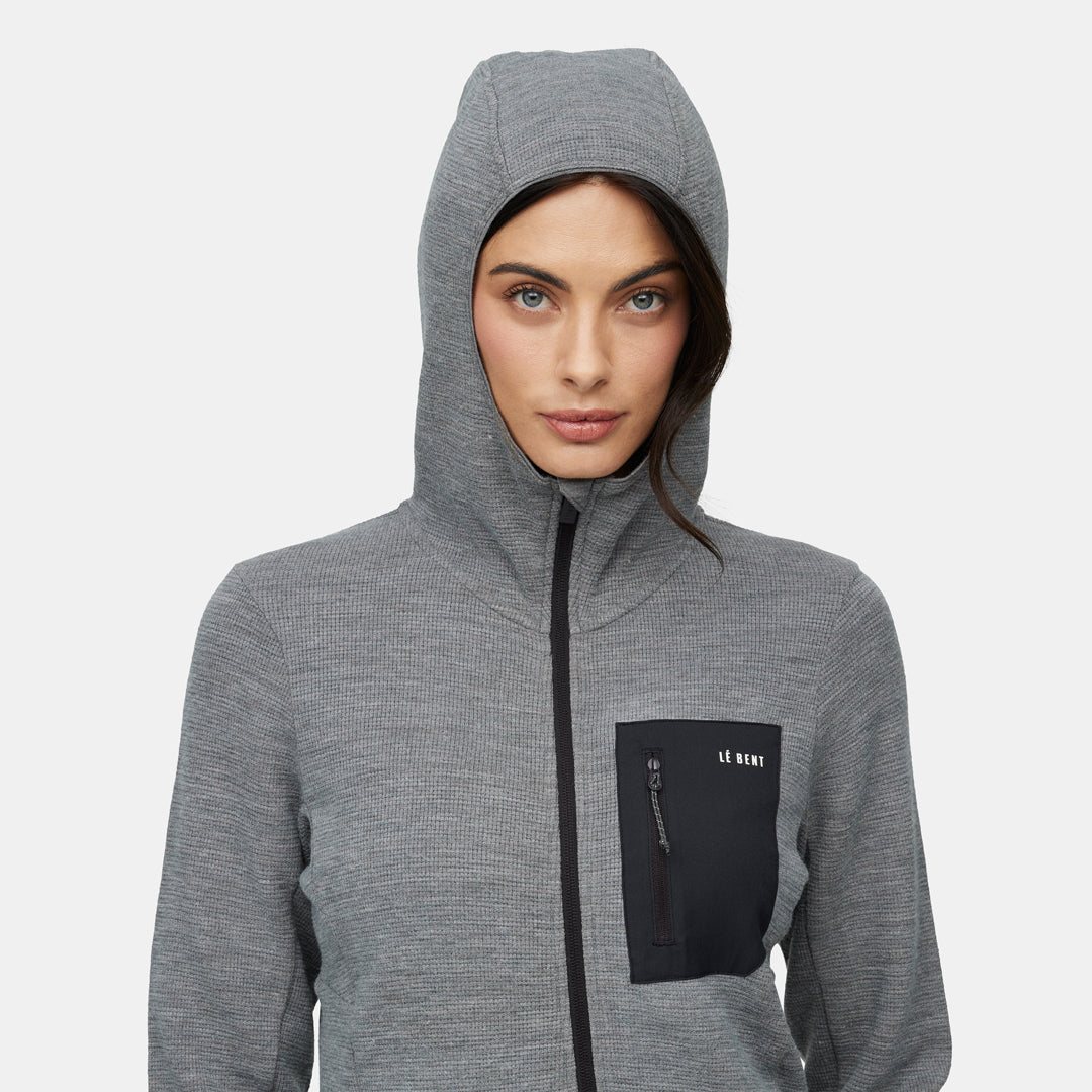 Womens Merino Sentinel Midweight Waffle Knit Zip Hoody