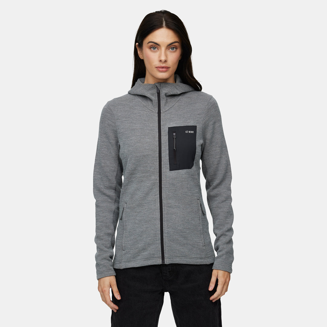 Womens Merino Sentinel Midweight Waffle Knit Zip Hoody