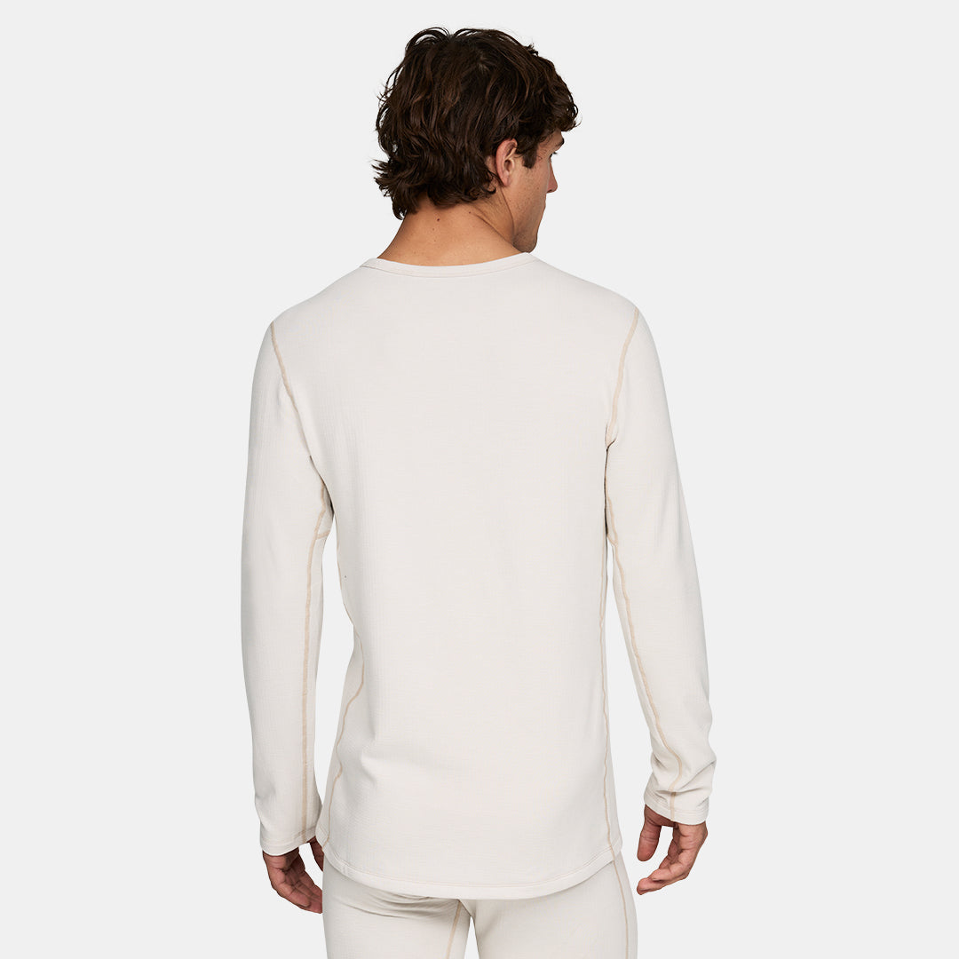 Mens Merino Heavyweight Grid Fleece Base Layer Crew