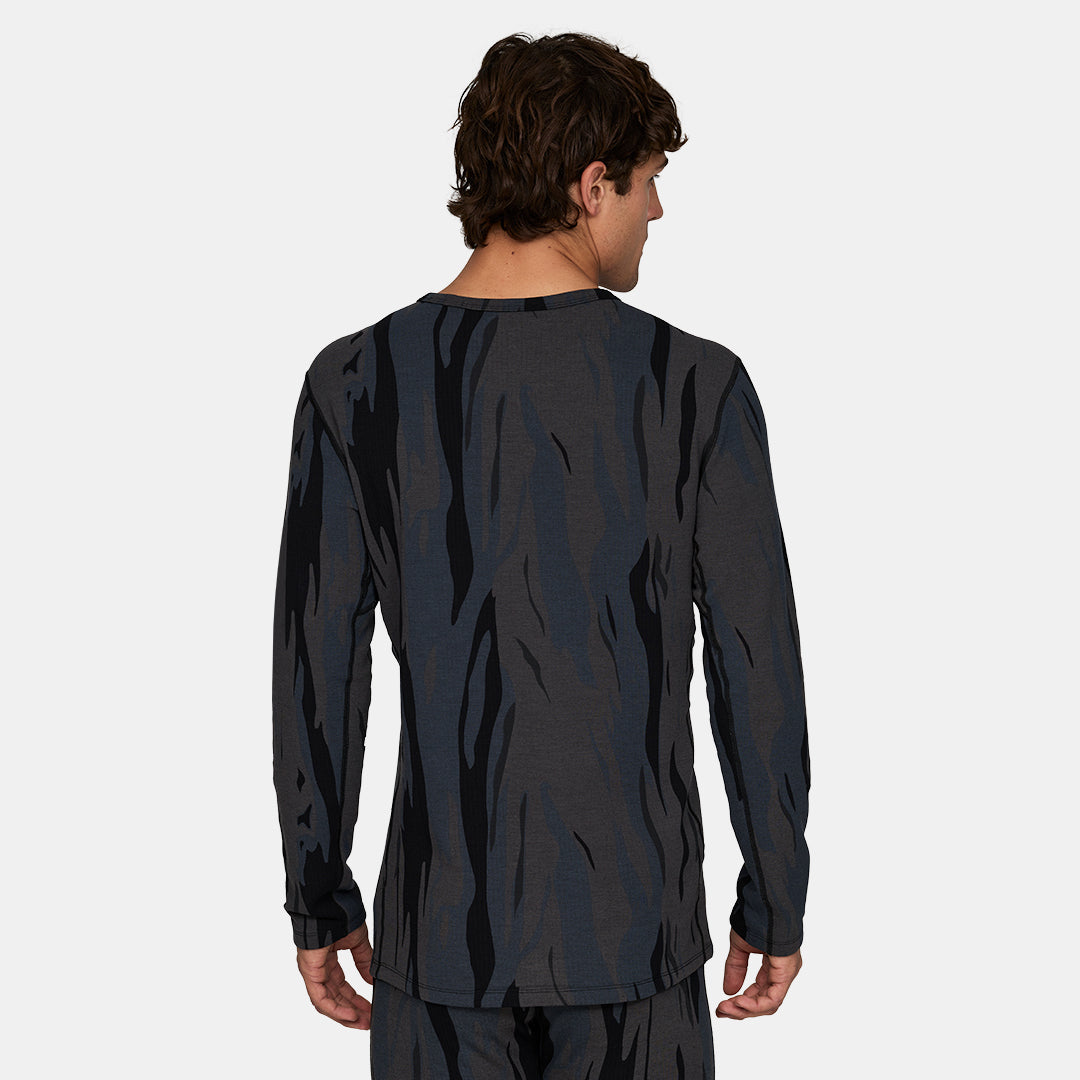 Mens Merino Heavyweight Grid Fleece Base Layer Crew