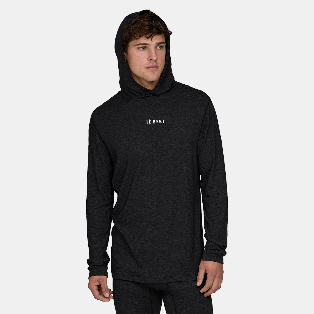 Mens Merino Featherweight Hooded LS Crew