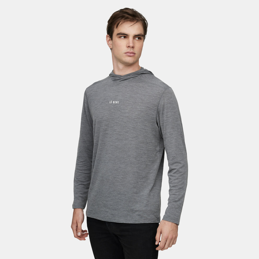 Mens Merino Featherweight Hooded LS Crew