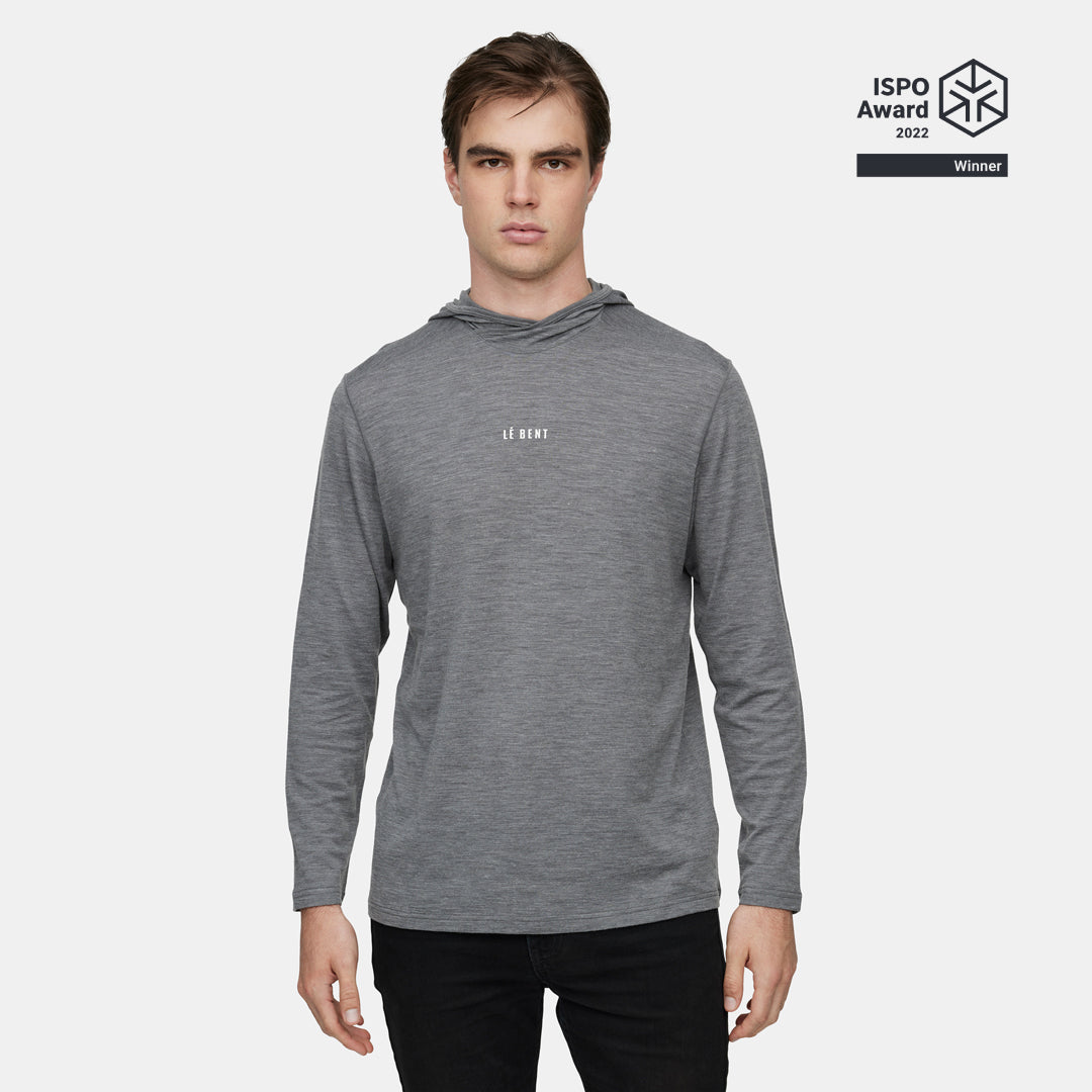 Mens Merino Featherweight Hooded LS Crew