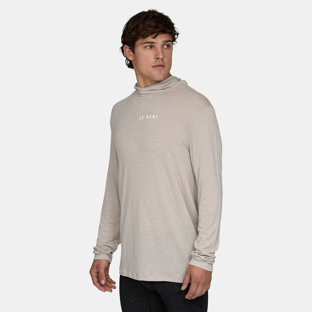 Mens Merino Featherweight Hooded LS Crew