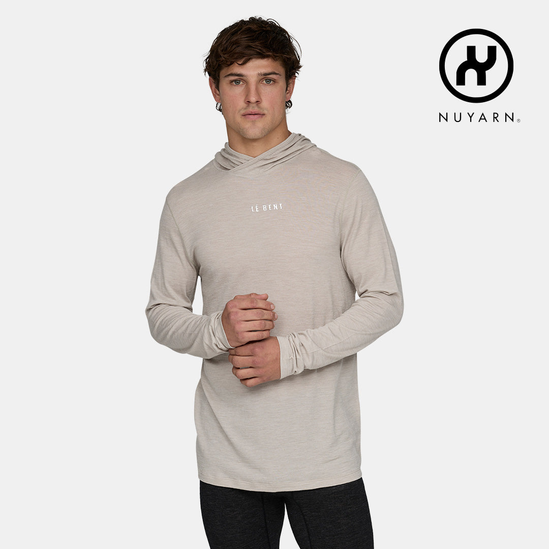 Mens Merino Featherweight Hooded LS Crew