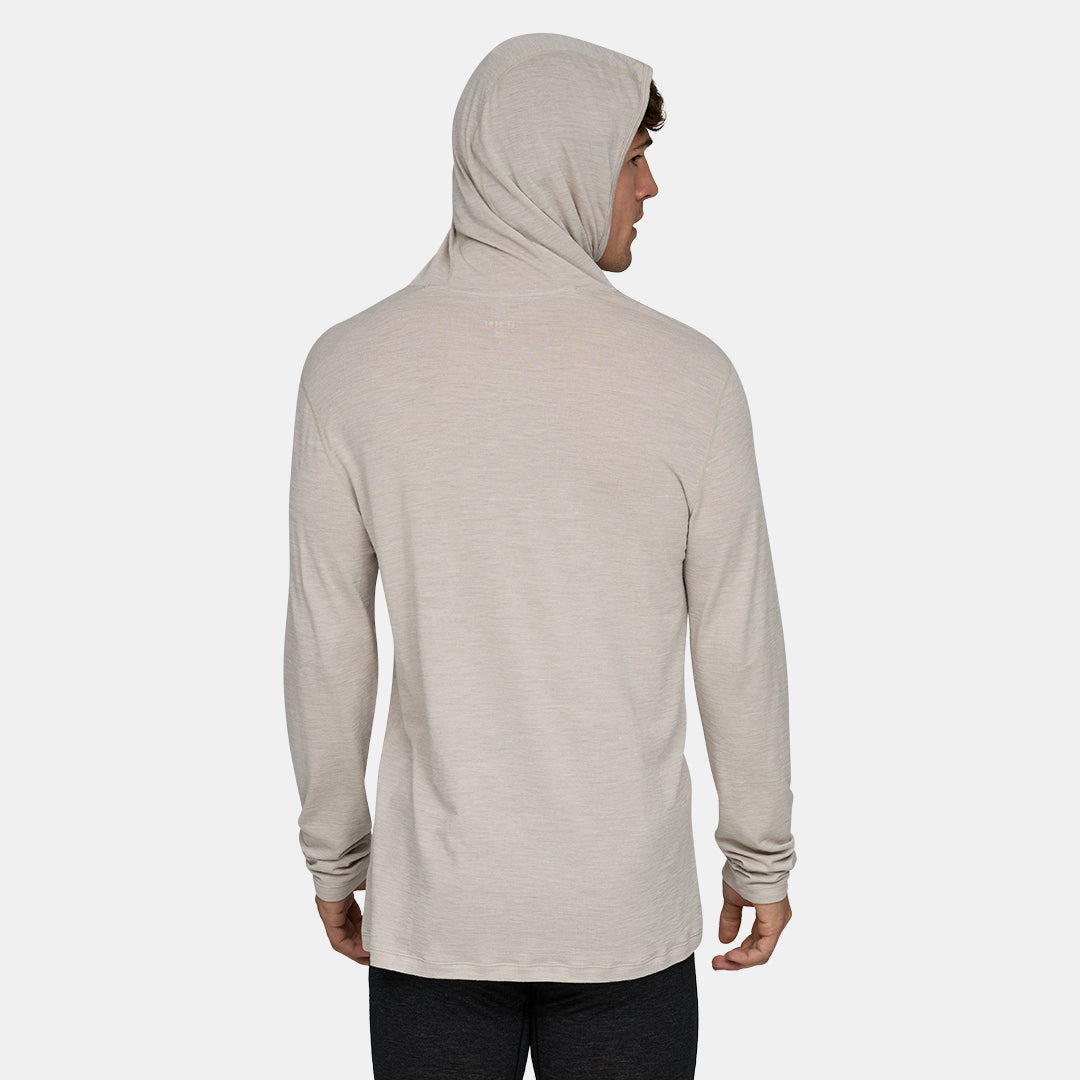 Mens Merino Featherweight Hooded LS Crew