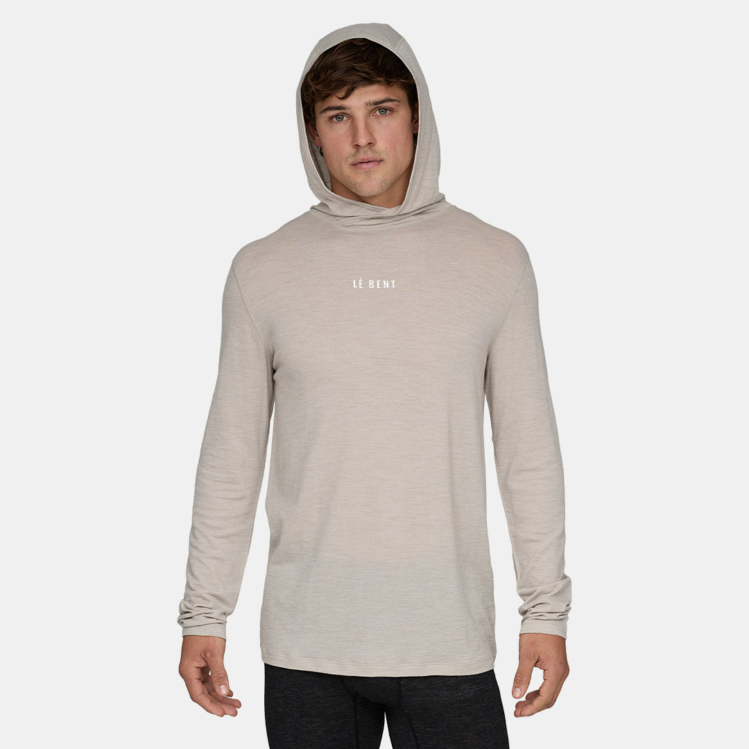 Mens Merino Featherweight Hooded LS Crew