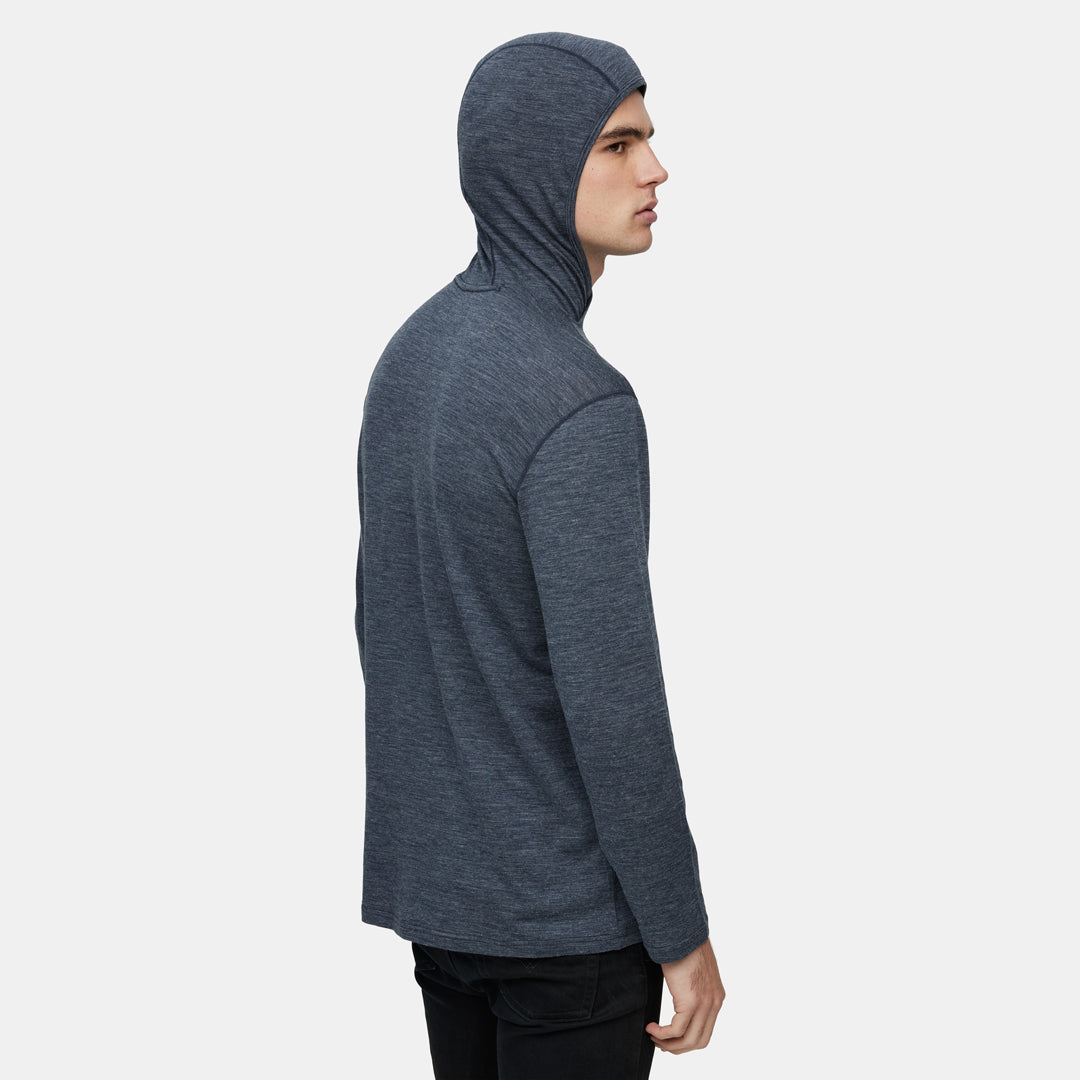 Mens Merino Featherweight Hooded LS Crew