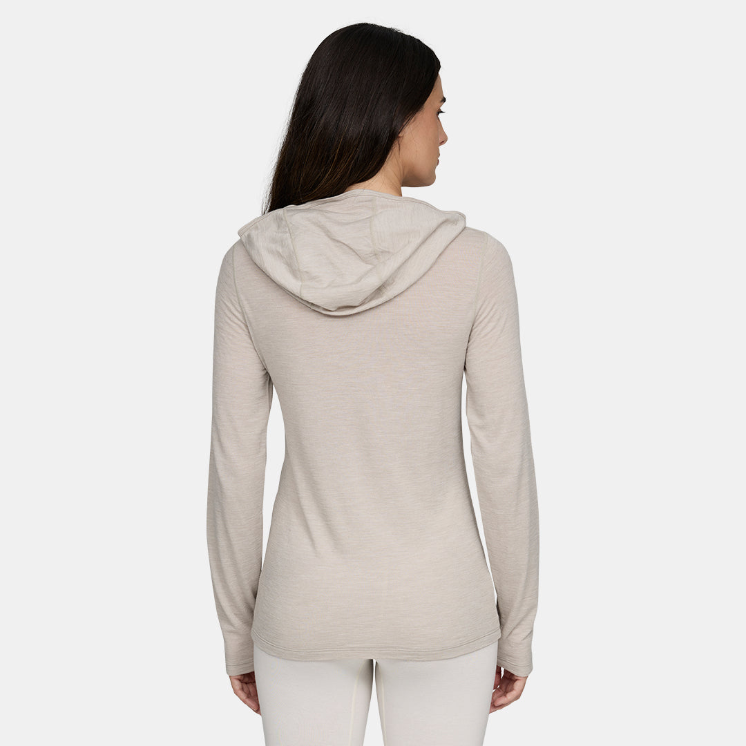 Womens Merino Featherweight Hooded LS Crew