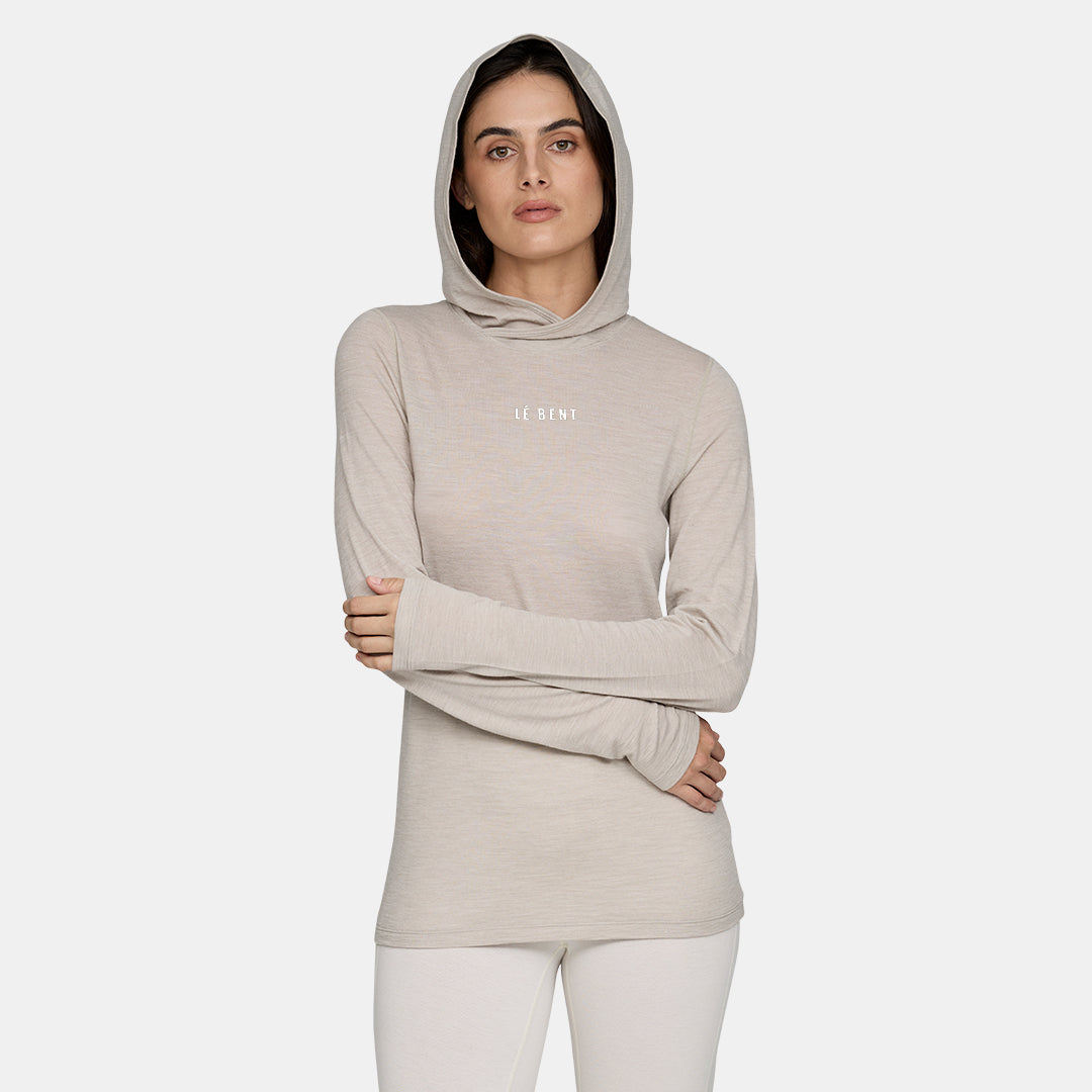 Womens Merino Featherweight Hooded LS Crew