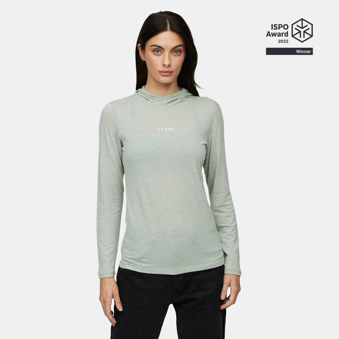 Womens Merino Featherweight Hooded LS Crew