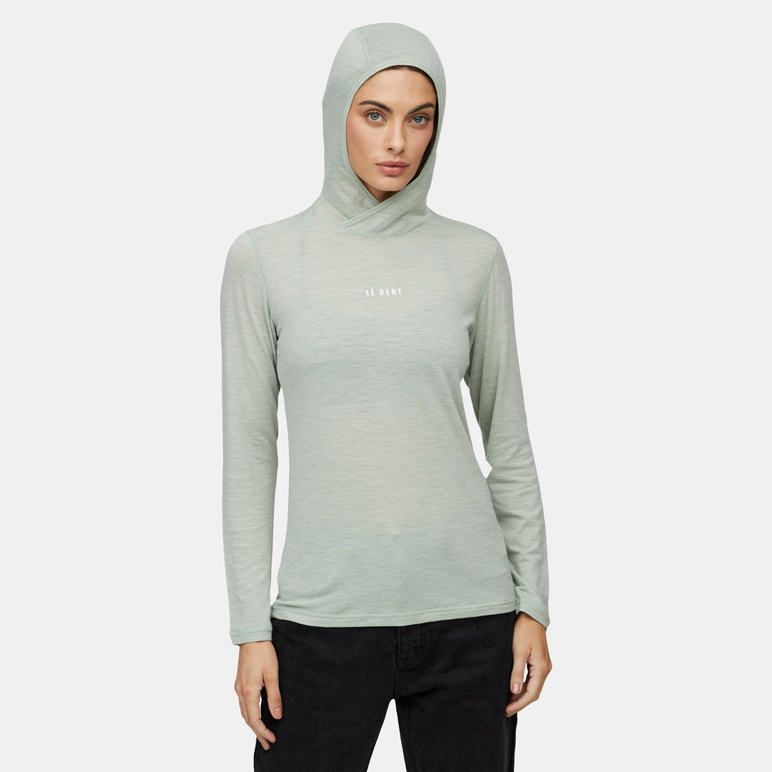 Womens Merino Featherweight Hooded LS Crew